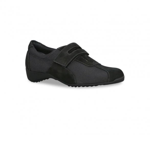 Munro Shoes | WOMEN'S JOLIET II-Black Fabric/Suede - Click Image to Close