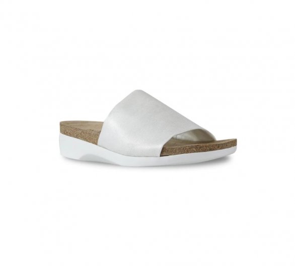 Munro Sandals | WOMEN'S CASITA-White Shimmer Fabric - Click Image to Close