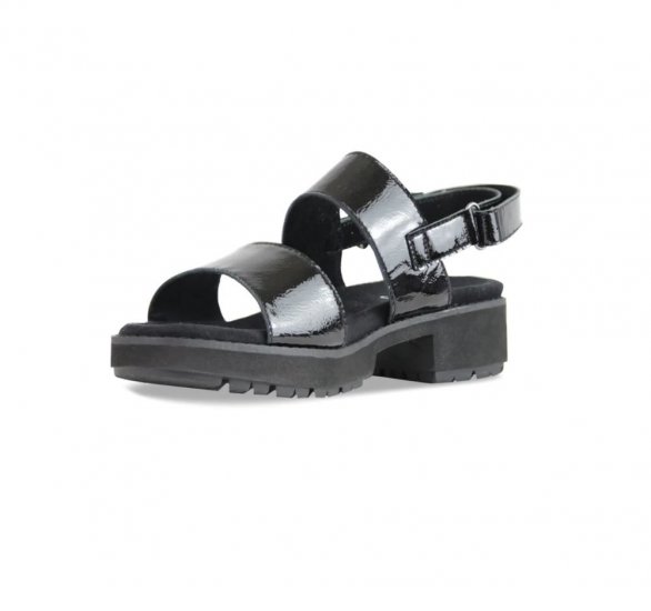 Munro Sandals | WOMEN'S TEAGAN-Black Crinkle Patent - Click Image to Close