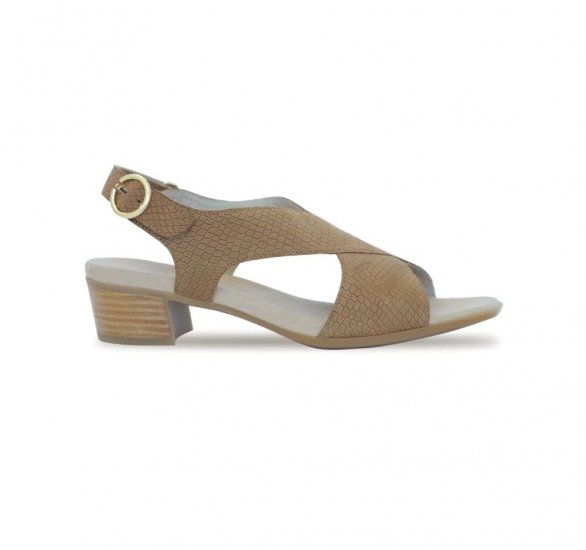 Munro Sandals | WOMEN'S JENNY-Medium Tan Lizard Nubuck - Click Image to Close