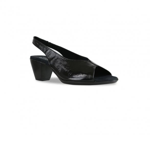 Munro Sandals | WOMEN'S ROCHELLE-Black Crinkle Patent - Click Image to Close