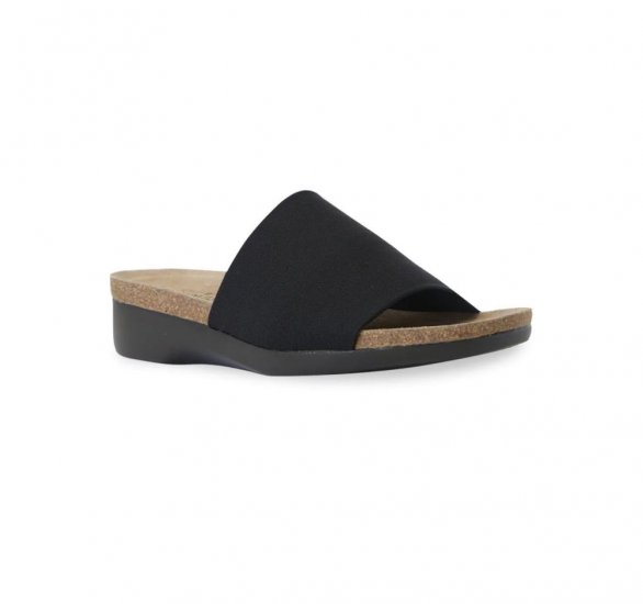 Munro Sandals | WOMEN'S CASITA-Black Stretch Fabric - Click Image to Close