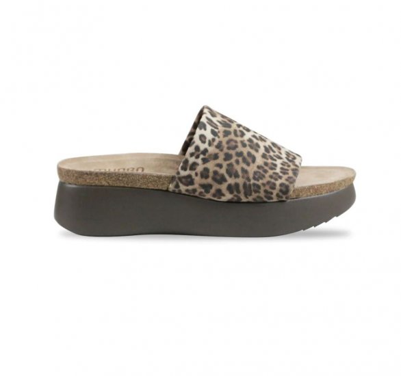 Munro Sandals | WOMEN'S NALIA-Leopard Stretch Fabric - Click Image to Close