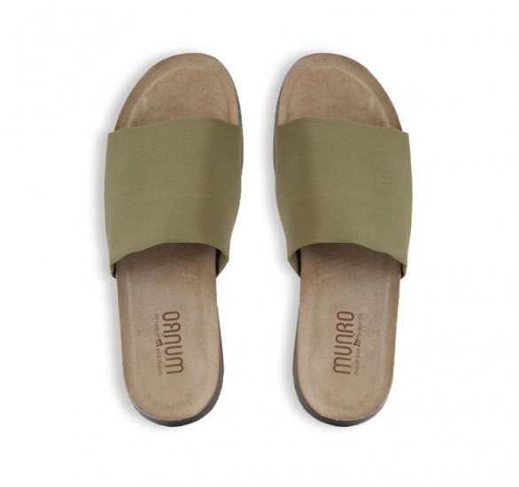 Munro Sandals | WOMEN'S NALIA-Olive Green Stretch Fabric - Click Image to Close