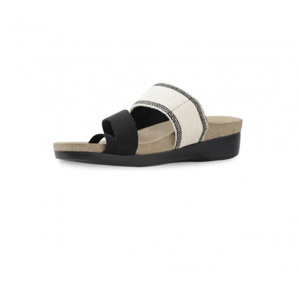 Munro Sandals | WOMEN'S ARIES-Cream W/ Black Stripe - Click Image to Close