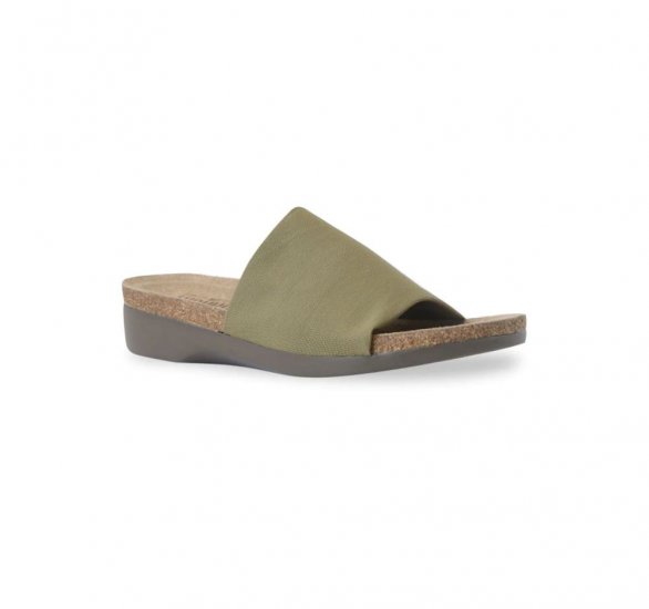 Munro Sandals | WOMEN'S CASITA-Olive Green Stretch Fabric - Click Image to Close