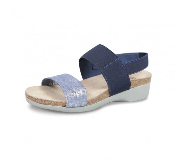 Munro Sandals | WOMEN'S PISCES-Blue/ Silver Metallic - Click Image to Close