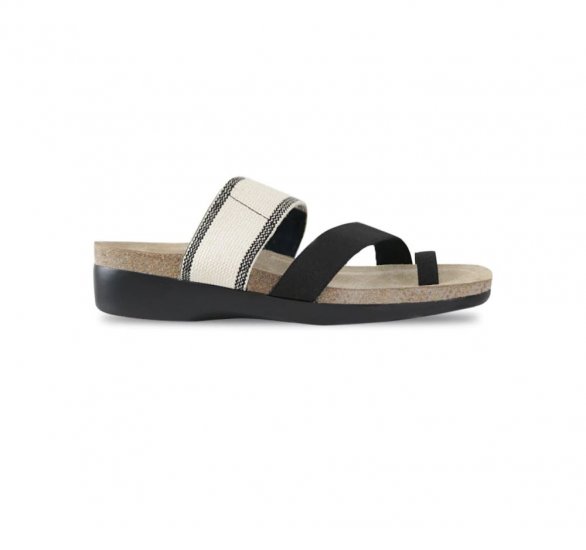 Munro Sandals | WOMEN'S ARIES-Cream W/ Black Stripe - Click Image to Close