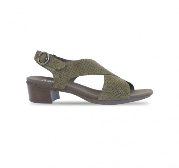 Munro Sandals | WOMEN'S JENNY-Forest Green Lizard Nubuck - Click Image to Close