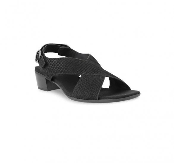 Munro Sandals | WOMEN'S JENNY-Black Lizard Print Nubuck - Click Image to Close