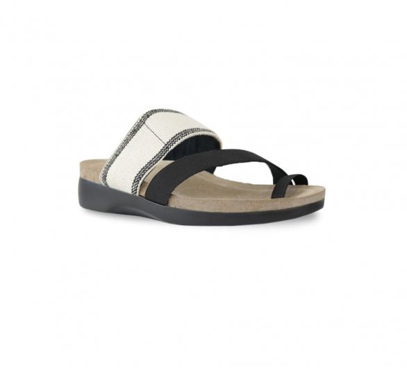 Munro Sandals | WOMEN'S ARIES-Cream W/ Black Stripe - Click Image to Close