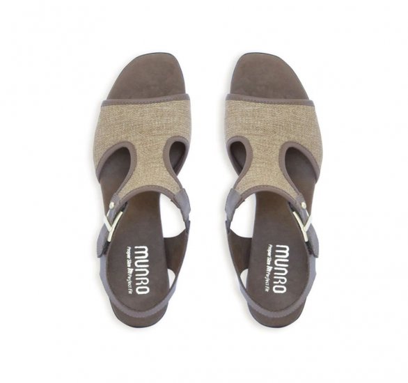 Munro Sandals | WOMEN'S WALLIS-Brown Fabric Combo - Click Image to Close