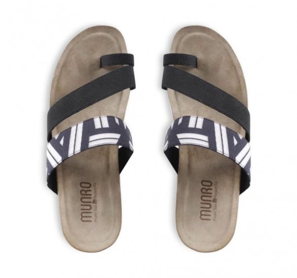 Munro Sandals | WOMEN'S ARIES-Black/White - Click Image to Close