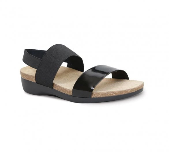 Munro Sandals | WOMEN'S PISCES-Black Patent/Black Fabric - Click Image to Close