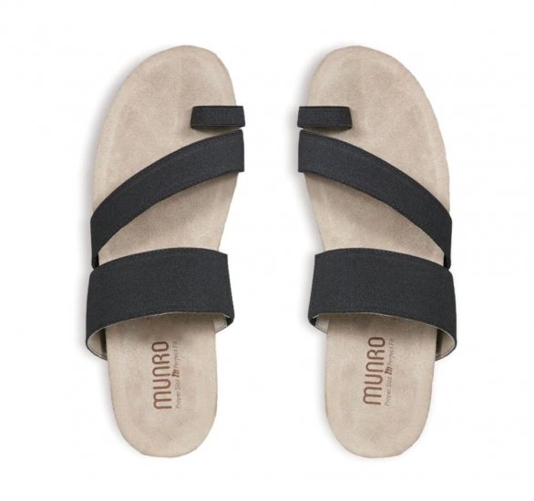 Munro Sandals | WOMEN'S ARIES-Black Fabric - Click Image to Close