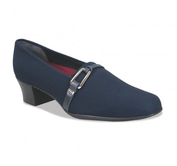 Munro Shoes | WOMEN'S CINDI-Navy Stretch Fabric - Click Image to Close