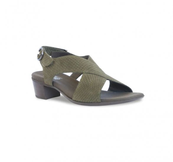 Munro Sandals | WOMEN'S JENNY-Forest Green Lizard Nubuck - Click Image to Close