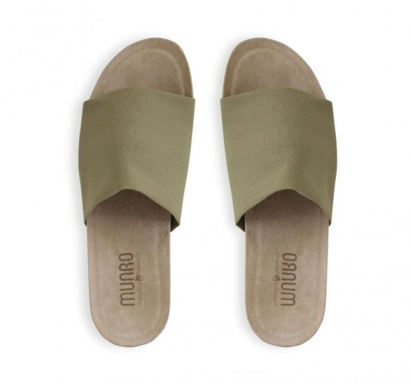 Munro Sandals | WOMEN'S CASITA-Olive Green Stretch Fabric - Click Image to Close