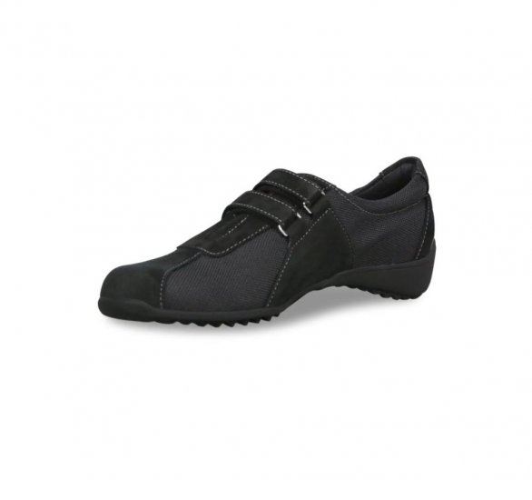 Munro Shoes | WOMEN'S JOLIET II-Black Fabric/Suede - Click Image to Close