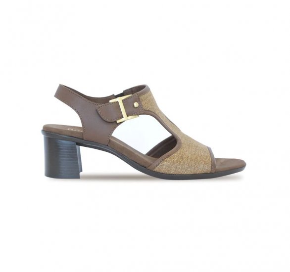 Munro Sandals | WOMEN'S WALLIS-Brown Fabric Combo - Click Image to Close