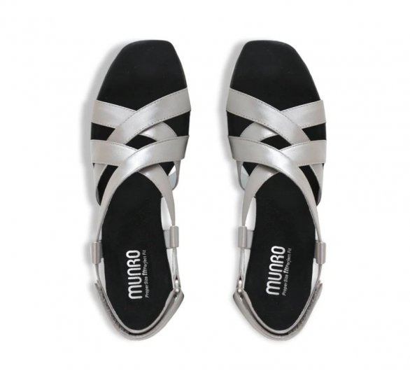 Munro Sandals | WOMEN'S MADDOX-Silver Leather - Click Image to Close