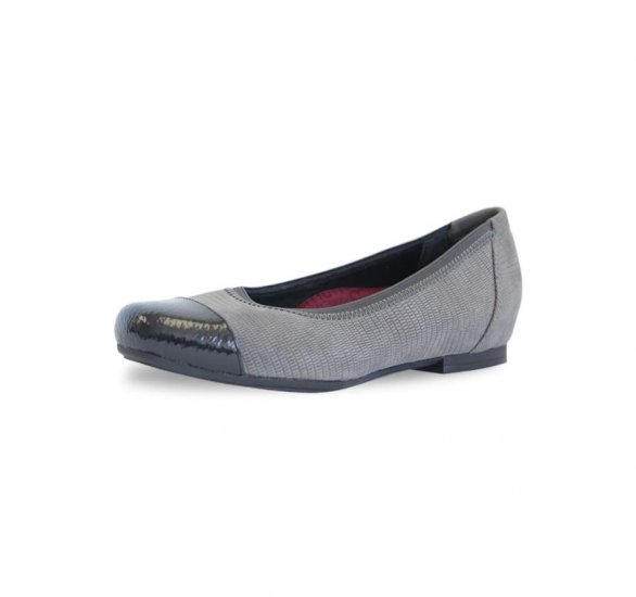 Munro Shoes | WOMEN'S DANIELLE II-Grey Lizard Nubuck W/Patent - Click Image to Close