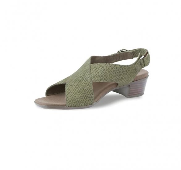 Munro Sandals | WOMEN'S JENNY-Forest Green Lizard Nubuck - Click Image to Close