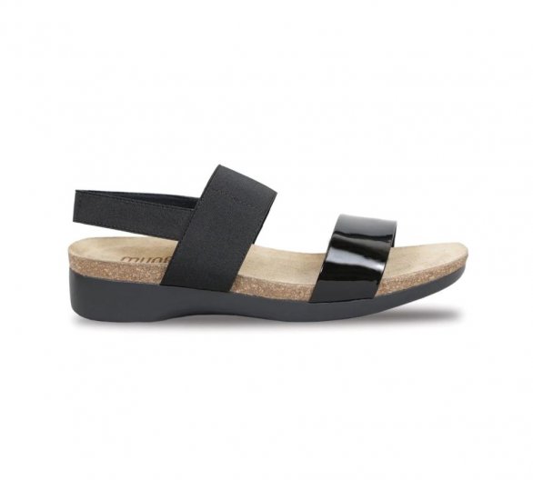 Munro Sandals | WOMEN'S PISCES-Black Patent/Black Fabric - Click Image to Close