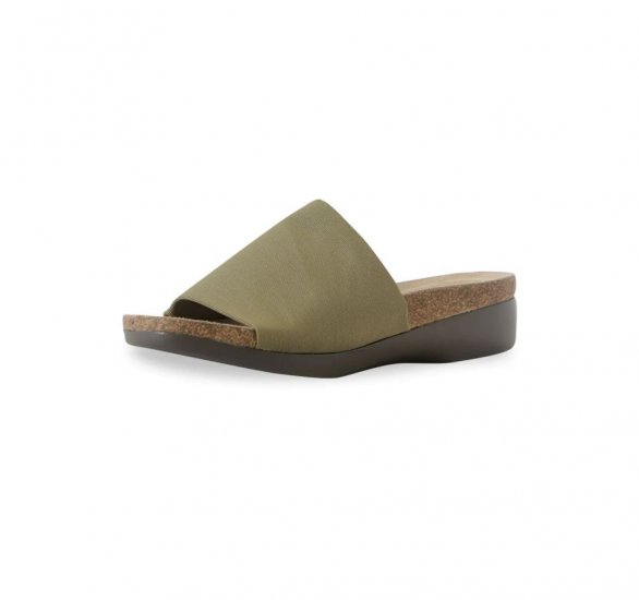 Munro Sandals | WOMEN'S CASITA-Olive Green Stretch Fabric - Click Image to Close