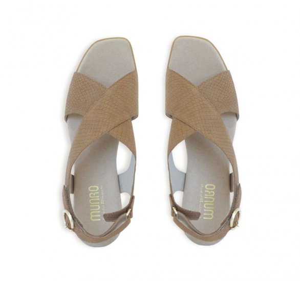 Munro Sandals | WOMEN'S JENNY-Medium Tan Lizard Nubuck - Click Image to Close