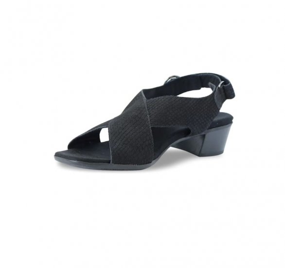 Munro Sandals | WOMEN'S JENNY-Black Lizard Print Nubuck - Click Image to Close