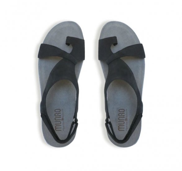 Munro Sandals | WOMEN'S MEGHAN-Black Nubuck - Click Image to Close