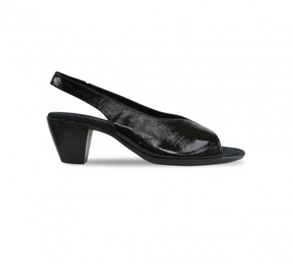 Munro Sandals | WOMEN'S ROCHELLE-Black Crinkle Patent - Click Image to Close