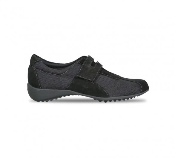 Munro Shoes | WOMEN'S JOLIET II-Black Fabric/Suede - Click Image to Close